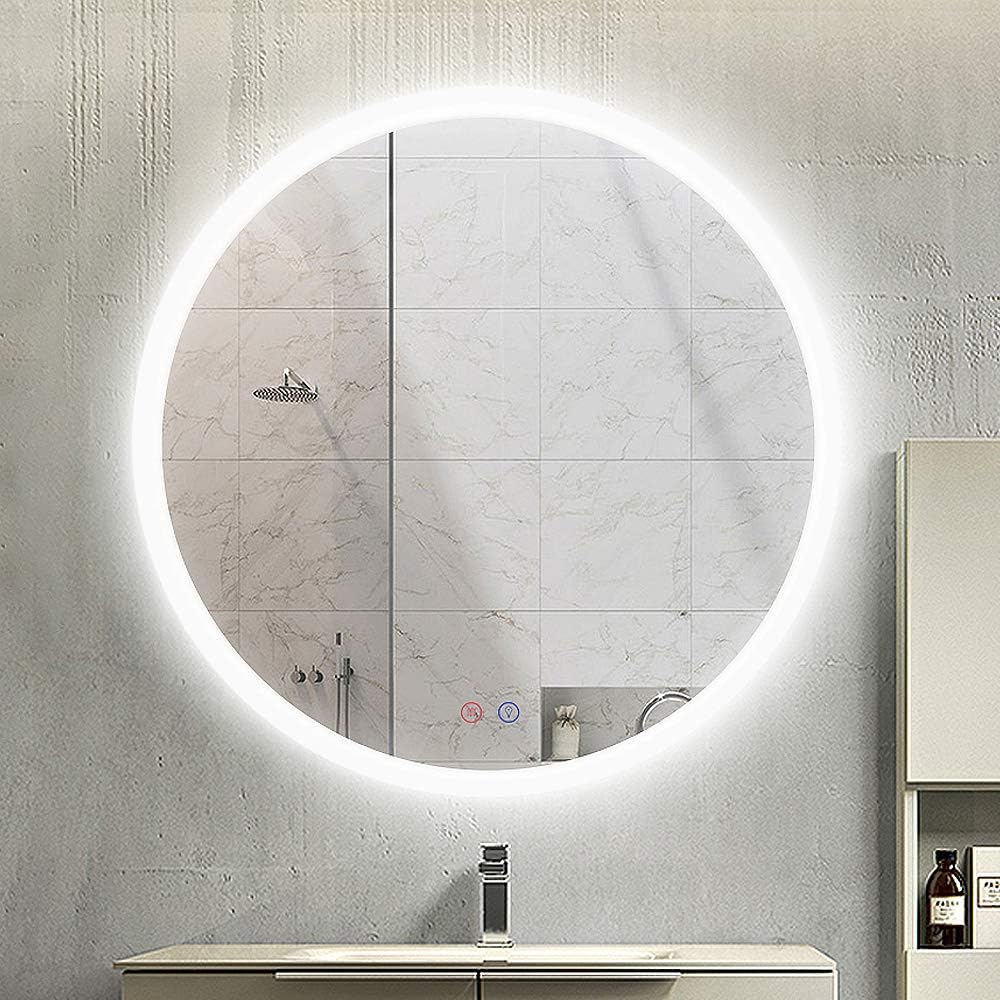 Buy Okiss Bathroom Mirror 28 Inch Large Round Led Lights Mirror Wall Mounted Vanity Mirror With Smart Touch Button And Anti Fog Function Dimmable Makeup Mirror
