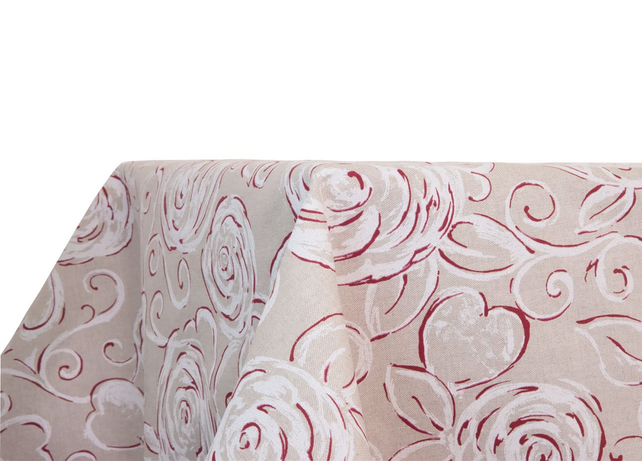 BIANCHERIAWEBTablecloth for Kitchen and Living Room Amelie Red Made in Italy Miros Fabric Tablecloth 140 x 140 cm