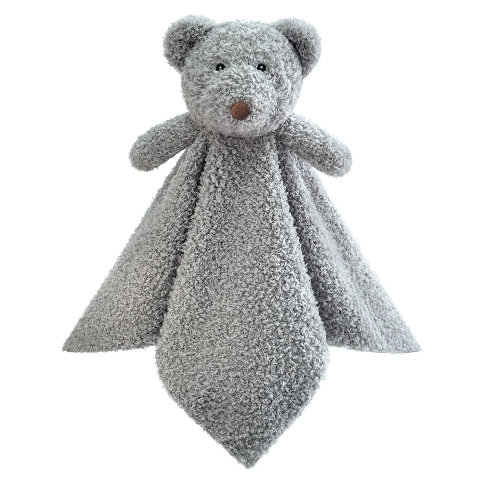 Baby Gray Teddy Bear Soft Stuffed Animal Security Blanket, Plush Bear Character Lovey Blanket, Baby Shower/Nursery Gift, Newborn Infant Toddler Snuggle Blankie for Boys Girls, 18 Inches