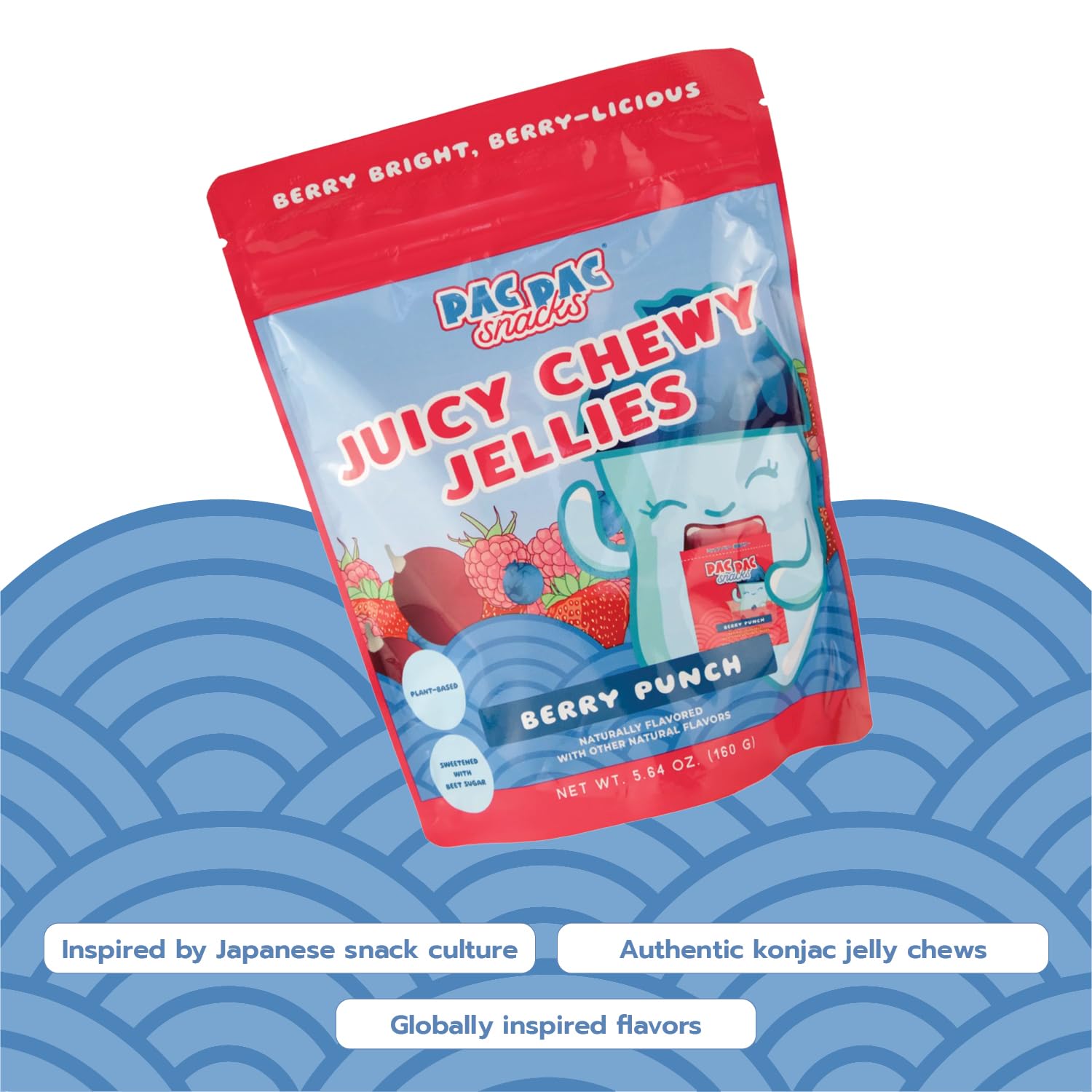Berry Punch Juicy, Chewy Jellies I Premium Konjac Jelly Treats I 10 Sachets per Bag I Vegan, Gluten-Free, Low Calorie I Crafted in Japan I 5g Sugar, 0g Fat per Serving I No Artificial Flavors or Sugar Alcohols - 4 Pack