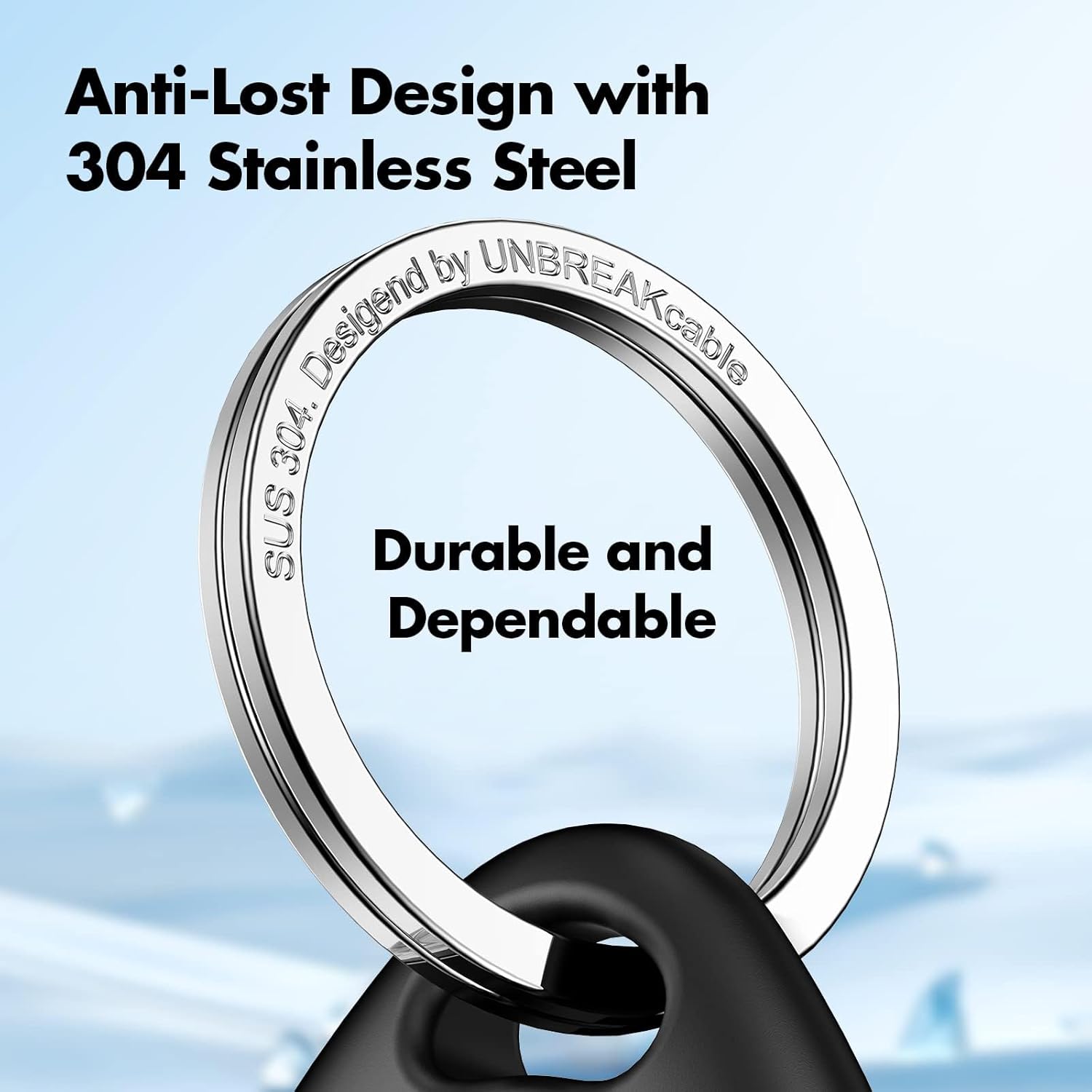 UNBREAKcable for Apple AirTag Holder - 4 Pack [Fit Tightly Design] [Easy to Install] [Hold Air Tag Securely] Waterproof TPU Shell Protective Case with 304 Stainless Steel Keychain Key Ring - Image 4