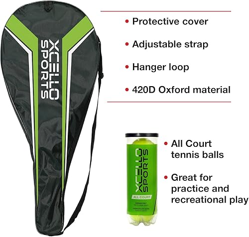 Miniatura 4 de Juego de raquetas de tenis de aluminio para 2 jugadores, incluye dos raquetas. Seis pelotas de cancha y dos fundas de transporte, disponibles en 23"