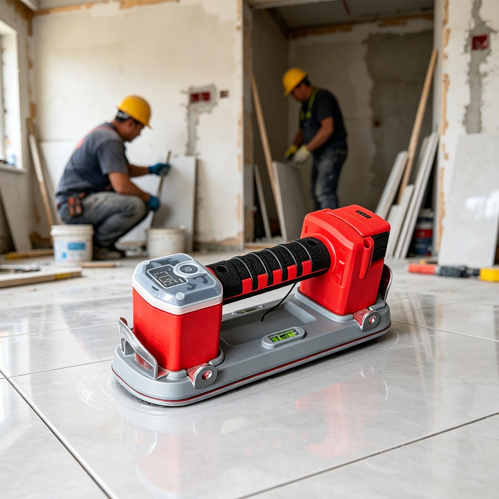 Sollevatore a ventosa per installazione e posizionamento del pannello, strumento di manipolazione elettrico con display digitale e fiala integrata per sollevatore di guida in cantiere base in lega di