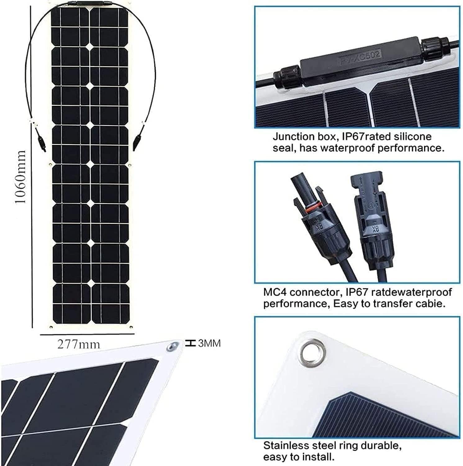 Modulo fotovoltaico flessibile per pannello solare monocristallino, kit sistema solare con regolatore di carica solare 40A per ricarica batteria da 12-24 V, batteria per auto, camper,400W
