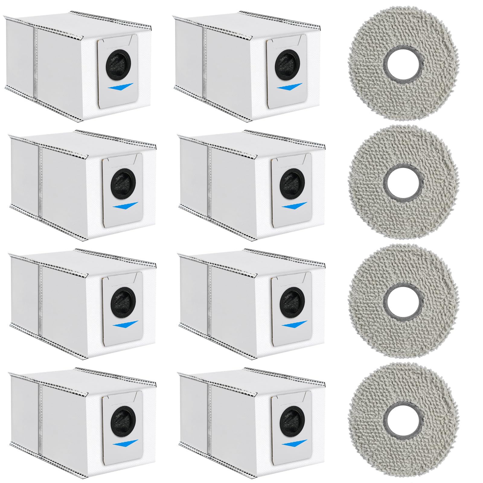 Ecovacs DEEBOT T30S/ T30S PRO/ X2 Omni - Kit 12 Pièces Aspirateur Robot - 8 Sacs Aspirateur + 4 Tissues Lavables - Acces