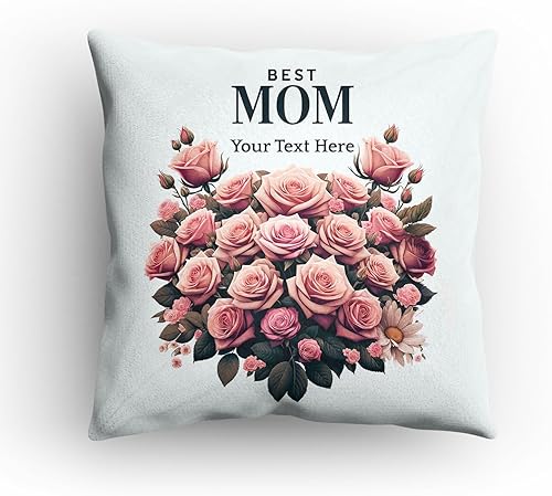 PICANOVA Almohada floral personalizada con tu texto, cojín de felpa premium con cierre de cremallera y relleno, regalos personalizados para mujeres
