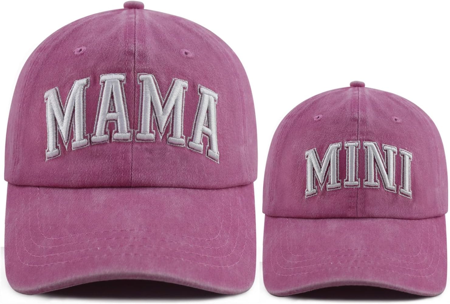 Funny Embroidered Mama and Mini Hat for Mom Kid, Adjustable Matching Parent-Child Baseball Cap Set of 2