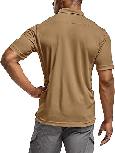 Miniatura 3 de CQR Camiseta polo táctica para hombre, de manga corta, ligera y con Dry Fit, tela piqué, FPU 50+, para exteriores
