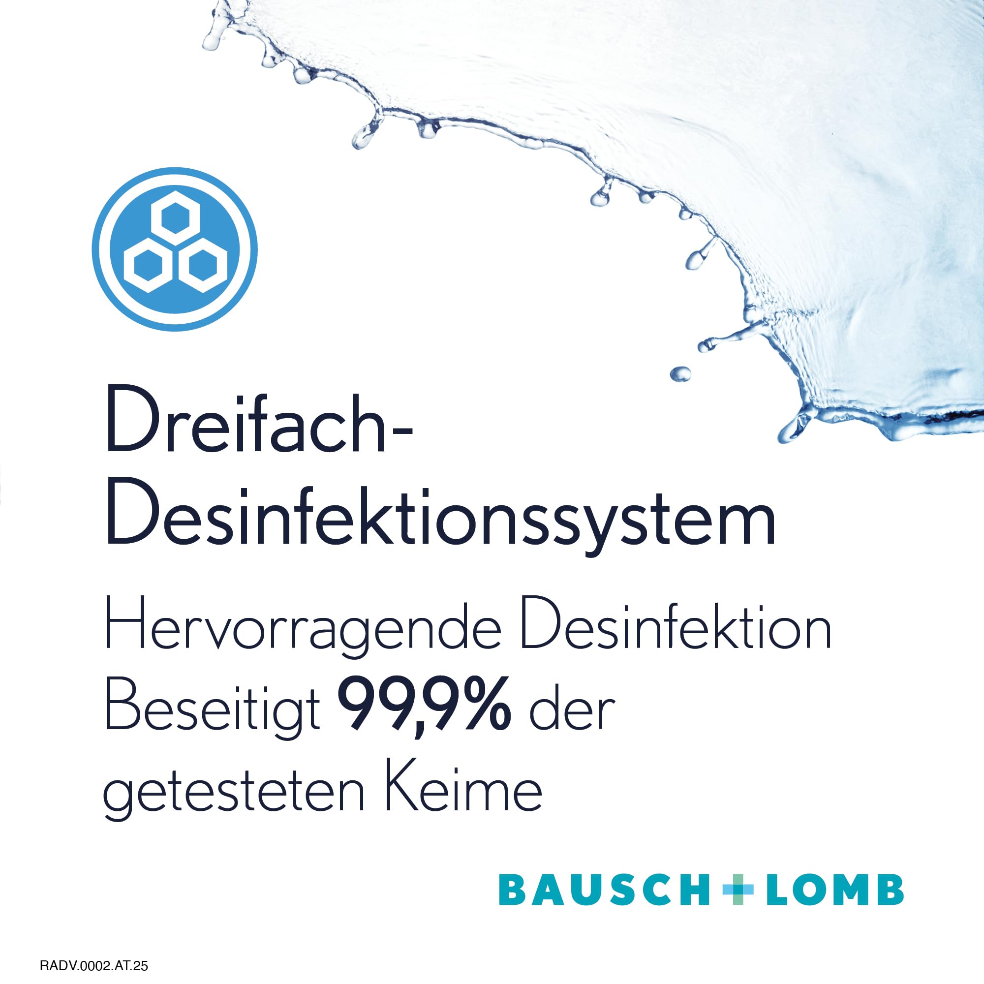 Bausch + Lomb ReNu Advanced Kombilösung mit 3fach Desinfektion - Kontaktlinsenreiniger, Aufbewahrungslösung, für weiche Linsen, 3er Pack 3 x 360 ml