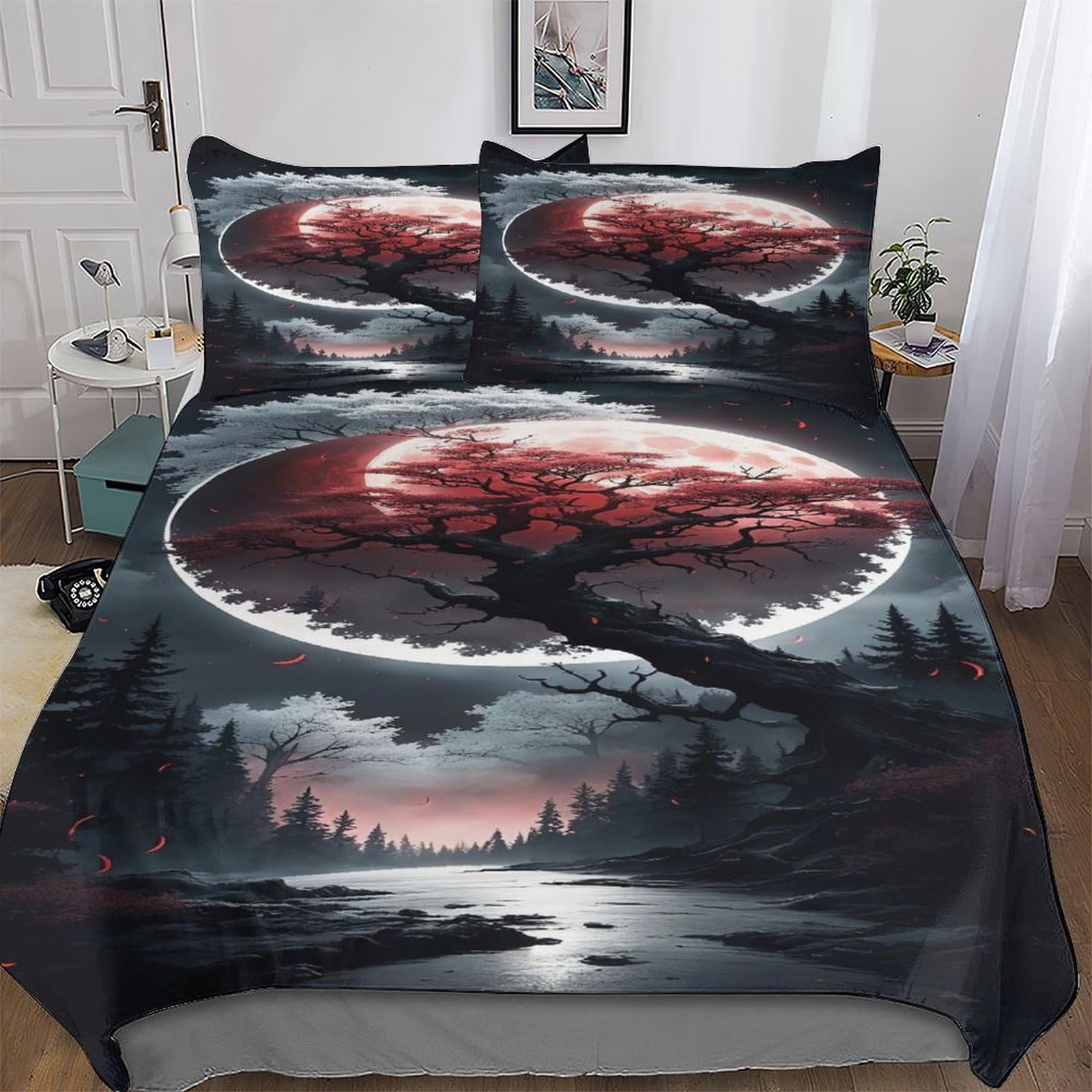 Housse de couette motif japonais pour lit double 200x200 cm ambiance zen adulte