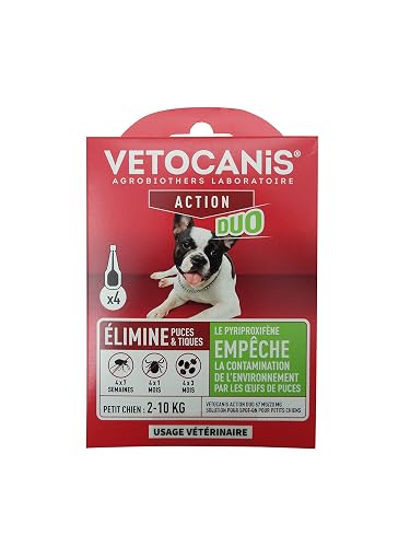 #VETOCANIS Action Duo 67 MG/20 MG Solución para Spot-on para Perros pequeños X4