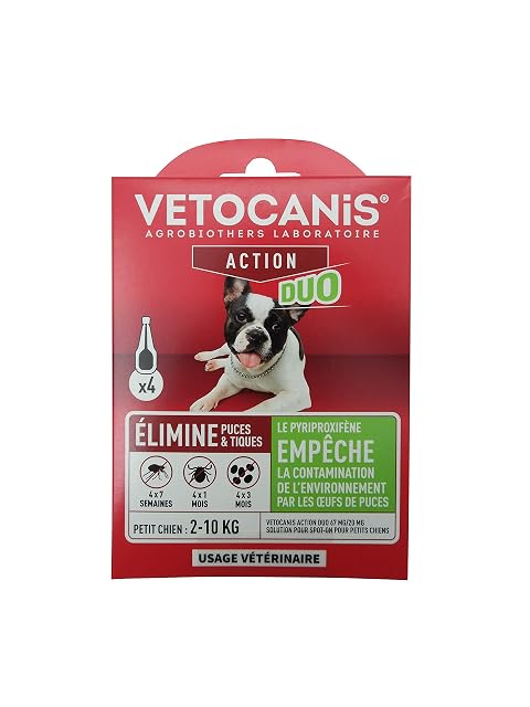 #VETOCANIS Action Duo 67 MG/20 MG Solución para Spot-on para Perros pequeños X4
