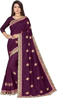 Niyu's heavy vichitra silk saree with heavy embroidery work & stone work