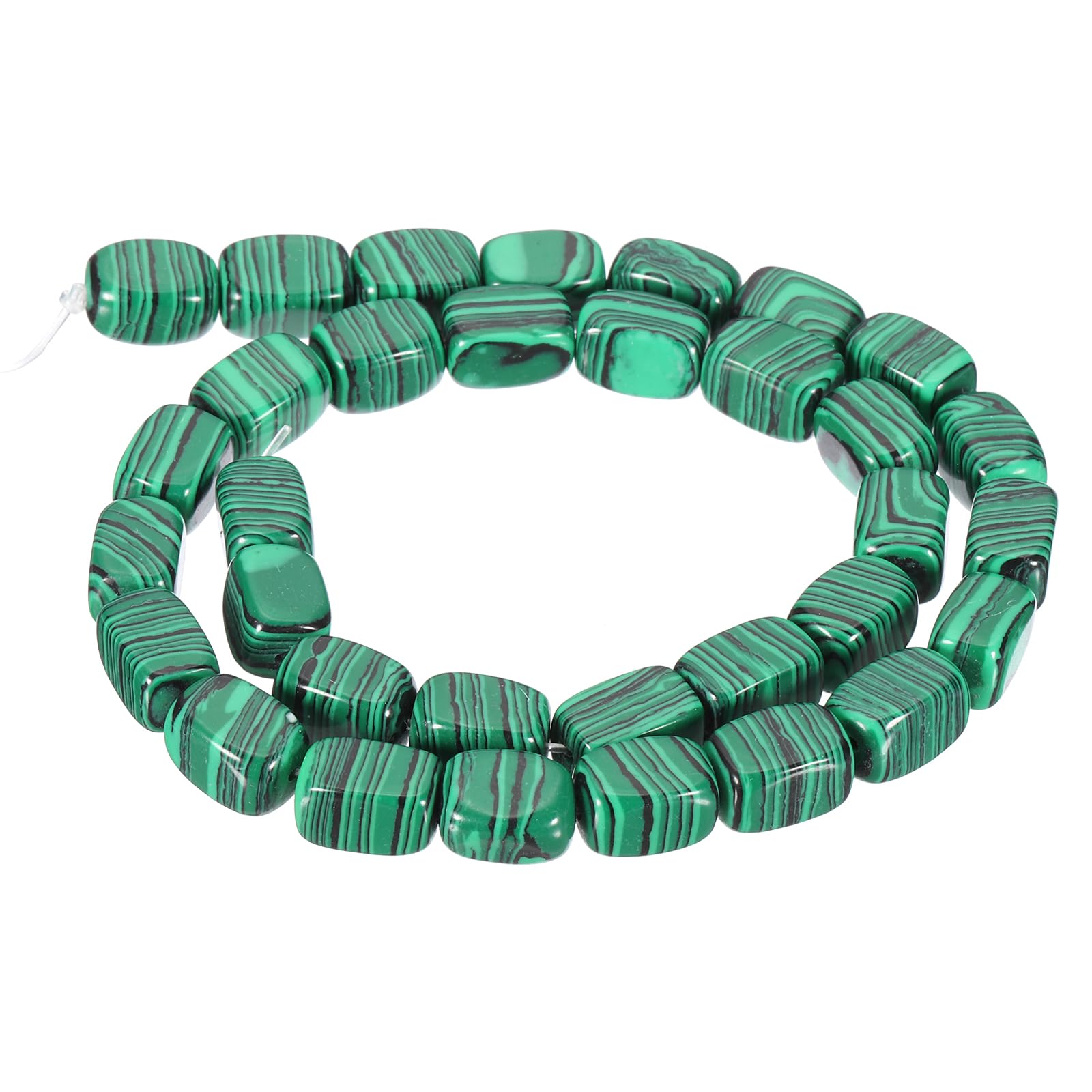 PATIKIL 12x8mm Natural Stone Peacock Green Crystal Agate Beads for Jewelry Making 1 Strand 15"/38cm Cuboid Loose Spacer Beads