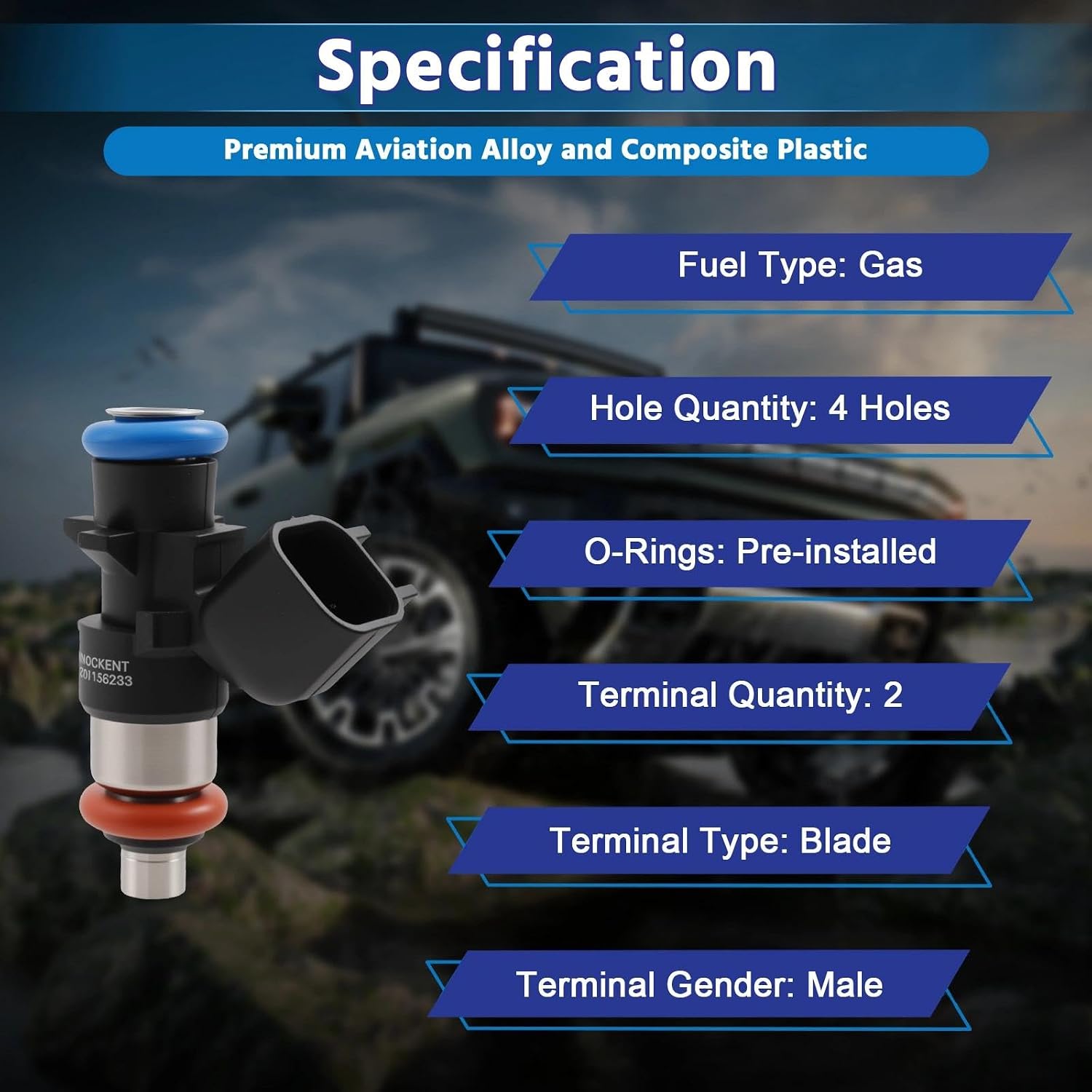 0280158233 Upgraded 3.6L Fuel Injectors Fit For:-RAM 1500 2013-2017; For:-Jeep Wrangler 2012-2017, Grand Cherokee 2011-2015; For:-Dodge Grand Caravan 2011-2019 Set Of 6