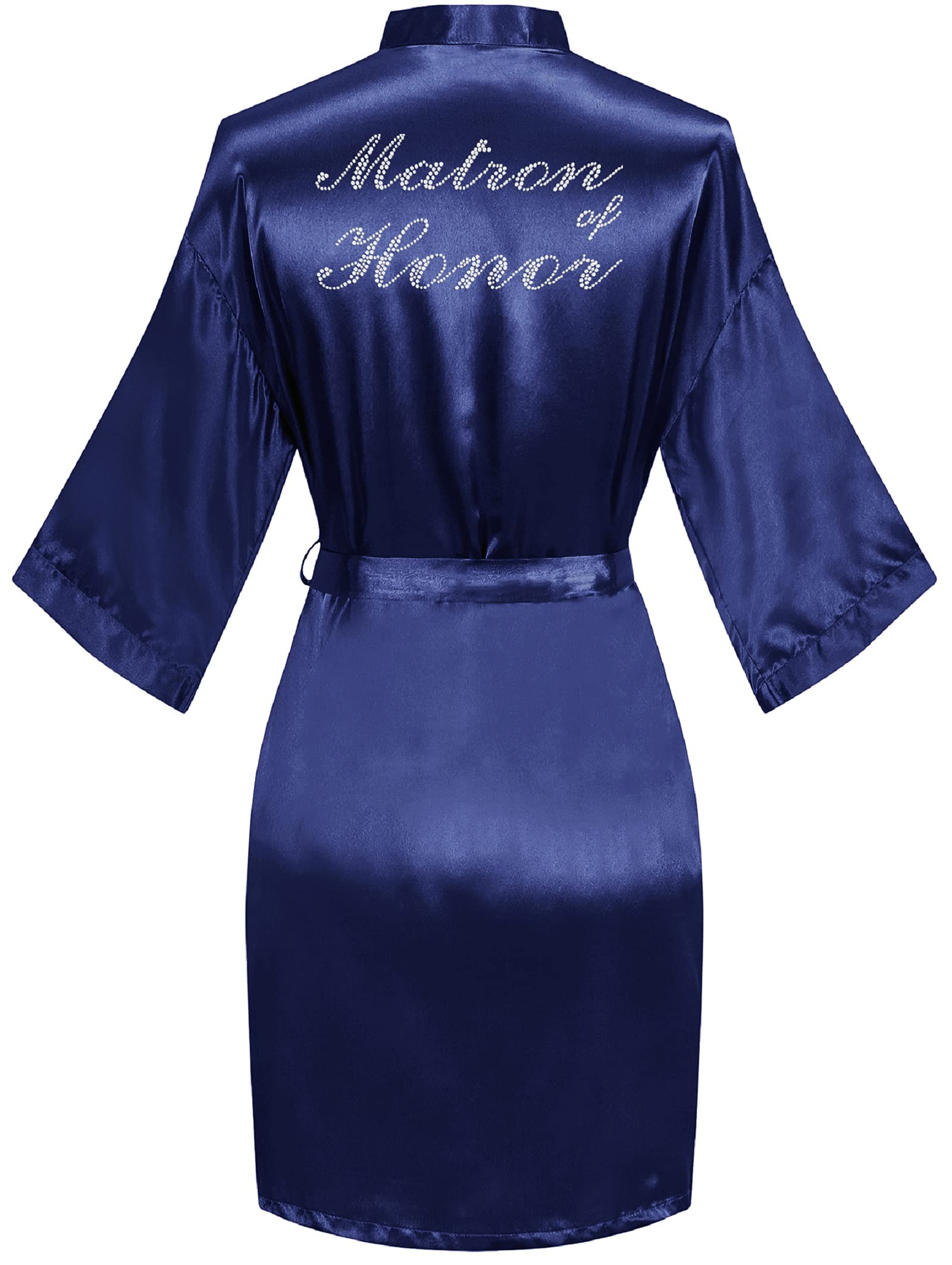 goodmansam Women's Silky Robes One Size Silver Rhinestones Bride Bridesmaid Sleepwear for Wedding Party Getting Ready