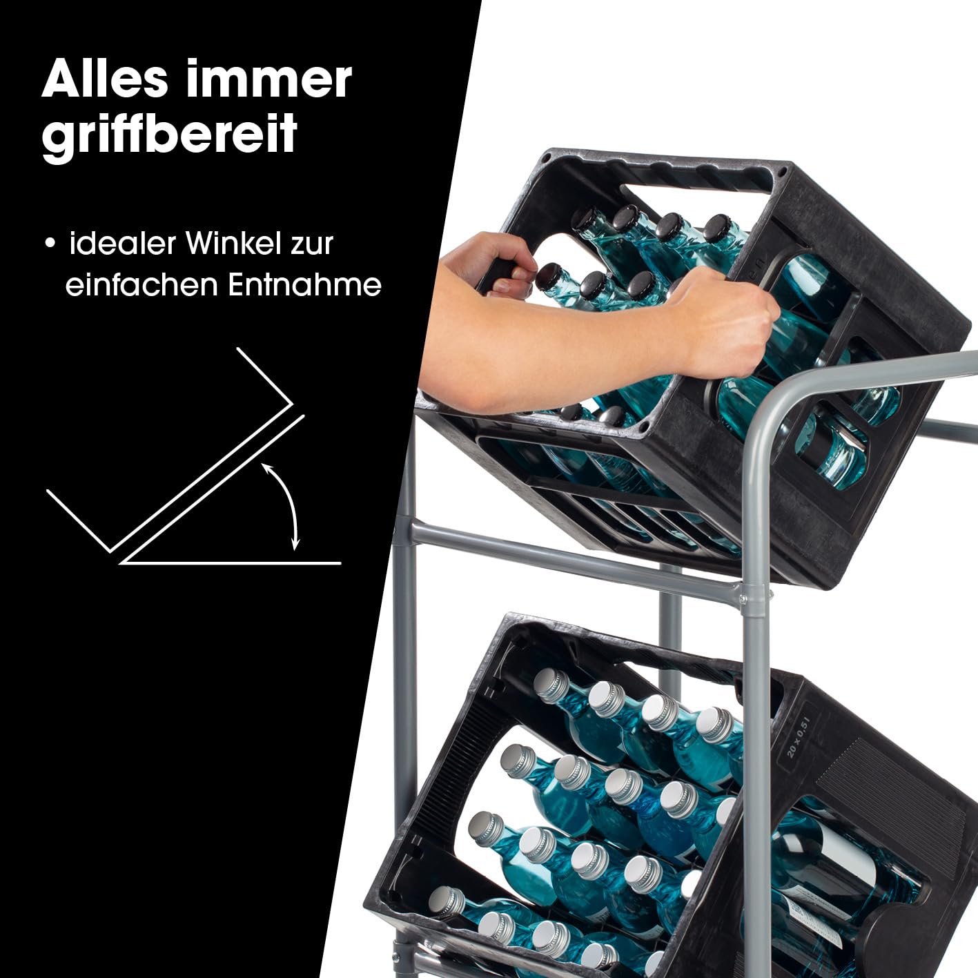 EASYmaxx Getränkekistenregal aus Metall für 3 Kästen 2er-Set | Platzsparende, praktische und organisierte Lagerung auf 3 Etagen | Kistenregal für Ordnung und Platz in Ihrem Zuhause