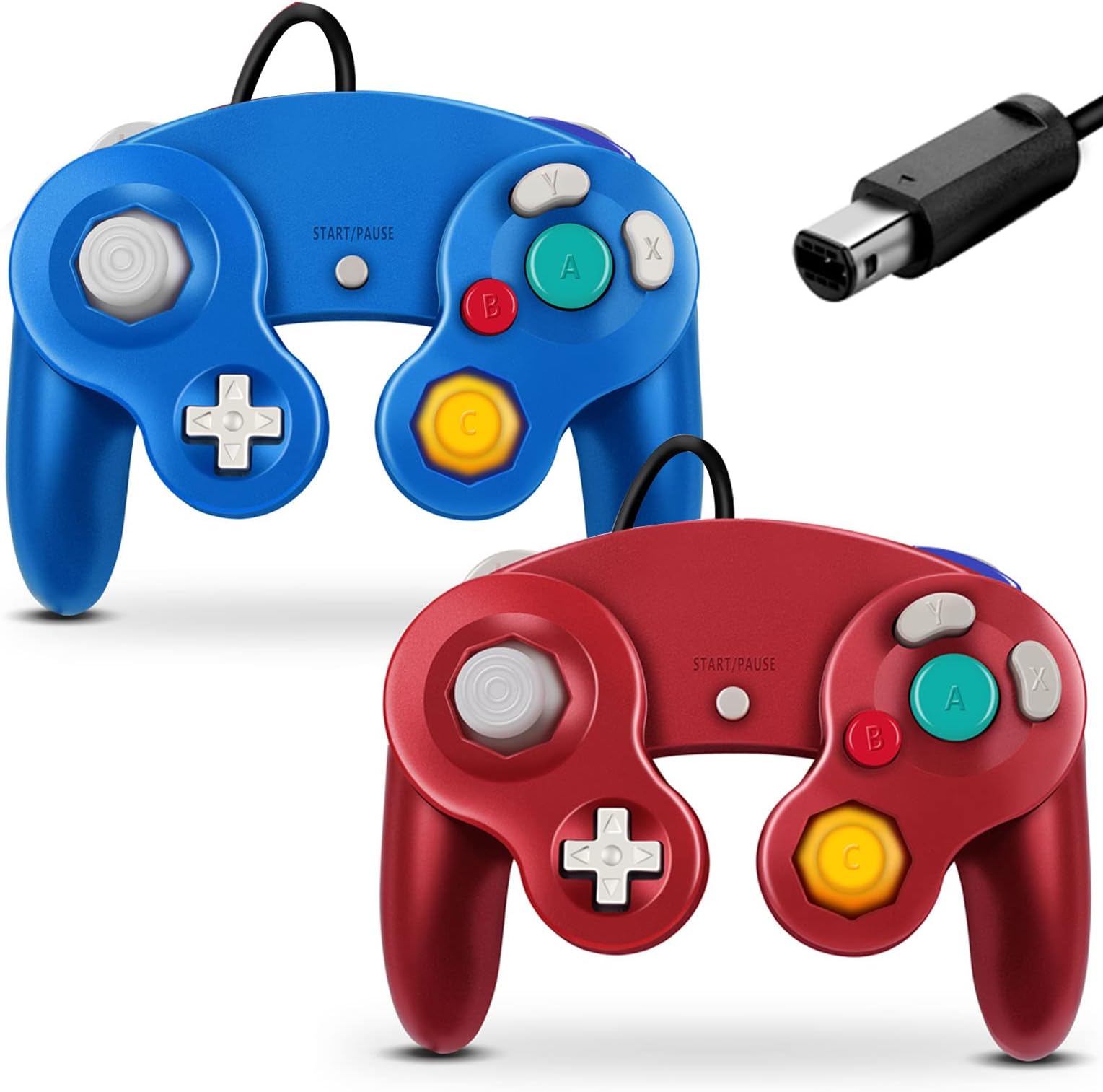 FIOTOK Gamecube Controller, Classic Wired Controller for Wii Nintendo Gamecube (Red & Blue)