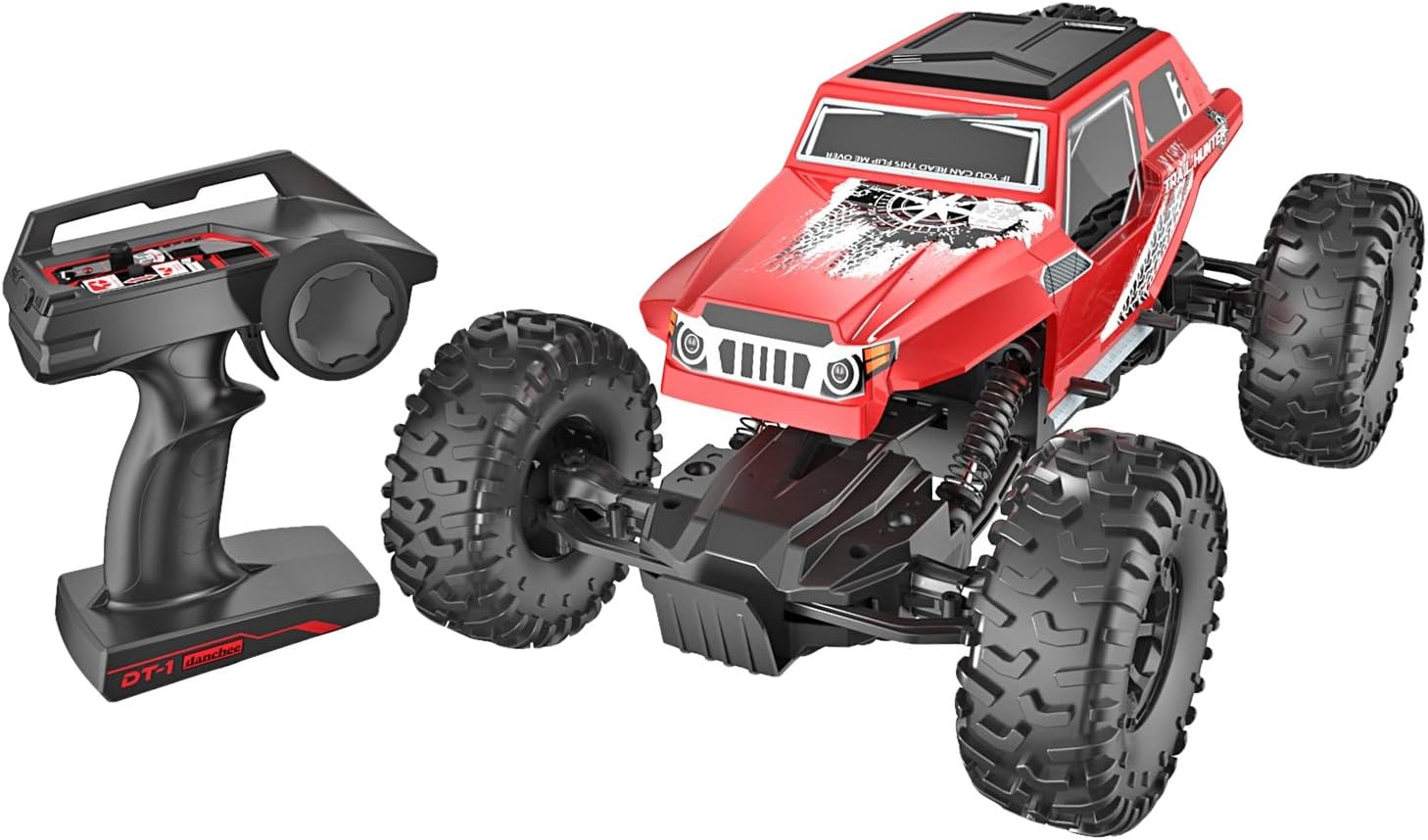 danchee Trail Hunter 1/12 Scale Remote Control Rock Crawler Off Road Truck Toy, Red