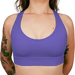 Top Academia Fitness Sem Bojo Alta Sustentação Sem Costura Nadador Canelado Poliamida Elastano Selene