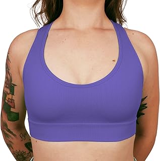 Top Academia Fitness Sem Bojo Alta Sustentação Sem Costura Nadador Canelado Poliamida Elastano Selene