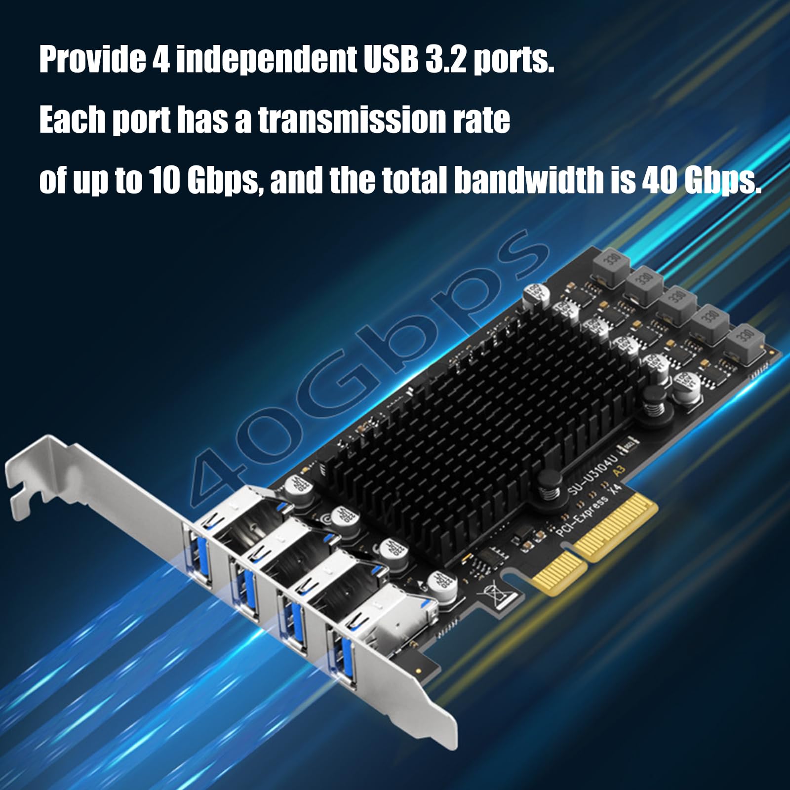 Adattatore per scheda di espansione PCIE USB 3.2, scheda di espansione esterna PCIE a 4 porte, adattatore USB 3.2 per dispositivi desktop, industriali USB