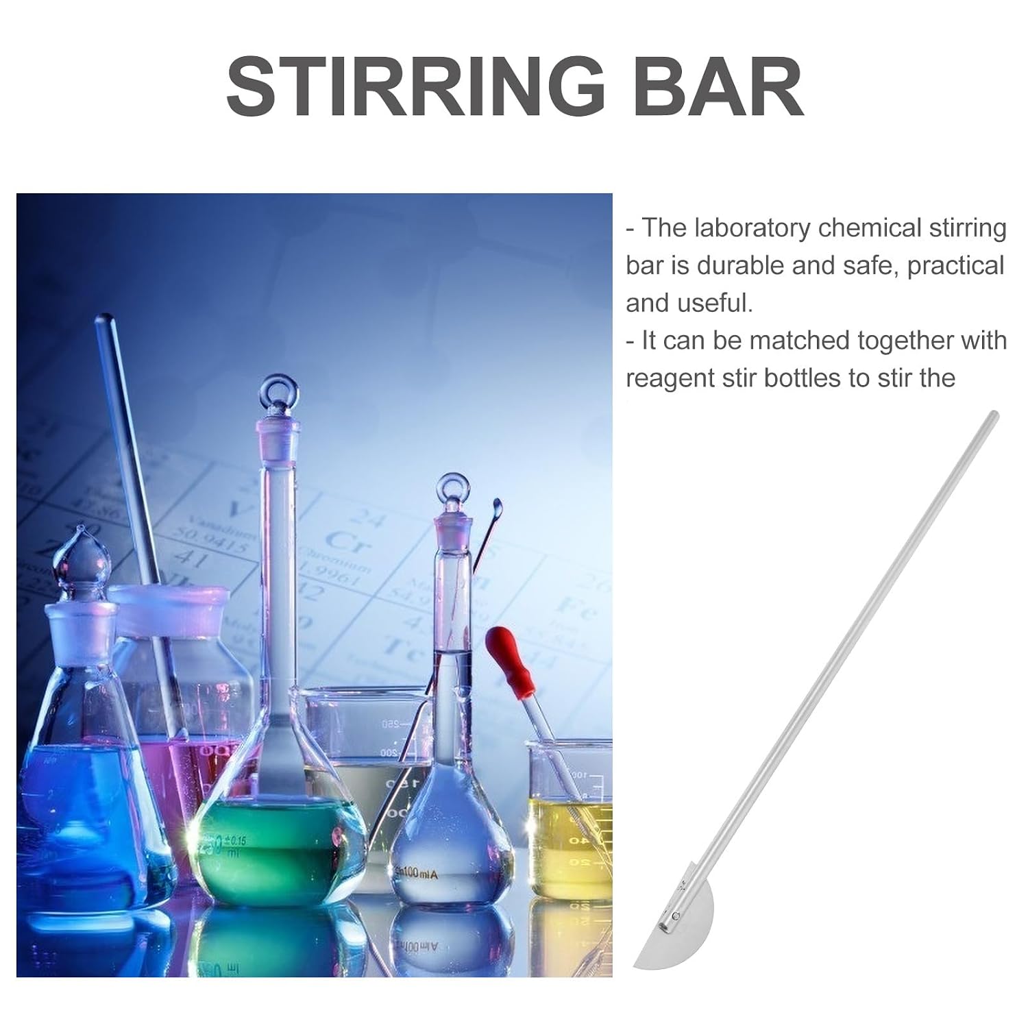 Stainless Steel Laboratory Paddle Stirrer, Four-Blade Mixing Rod Medium Size, Chemical Experiment Stirring Bar for Lab Use
