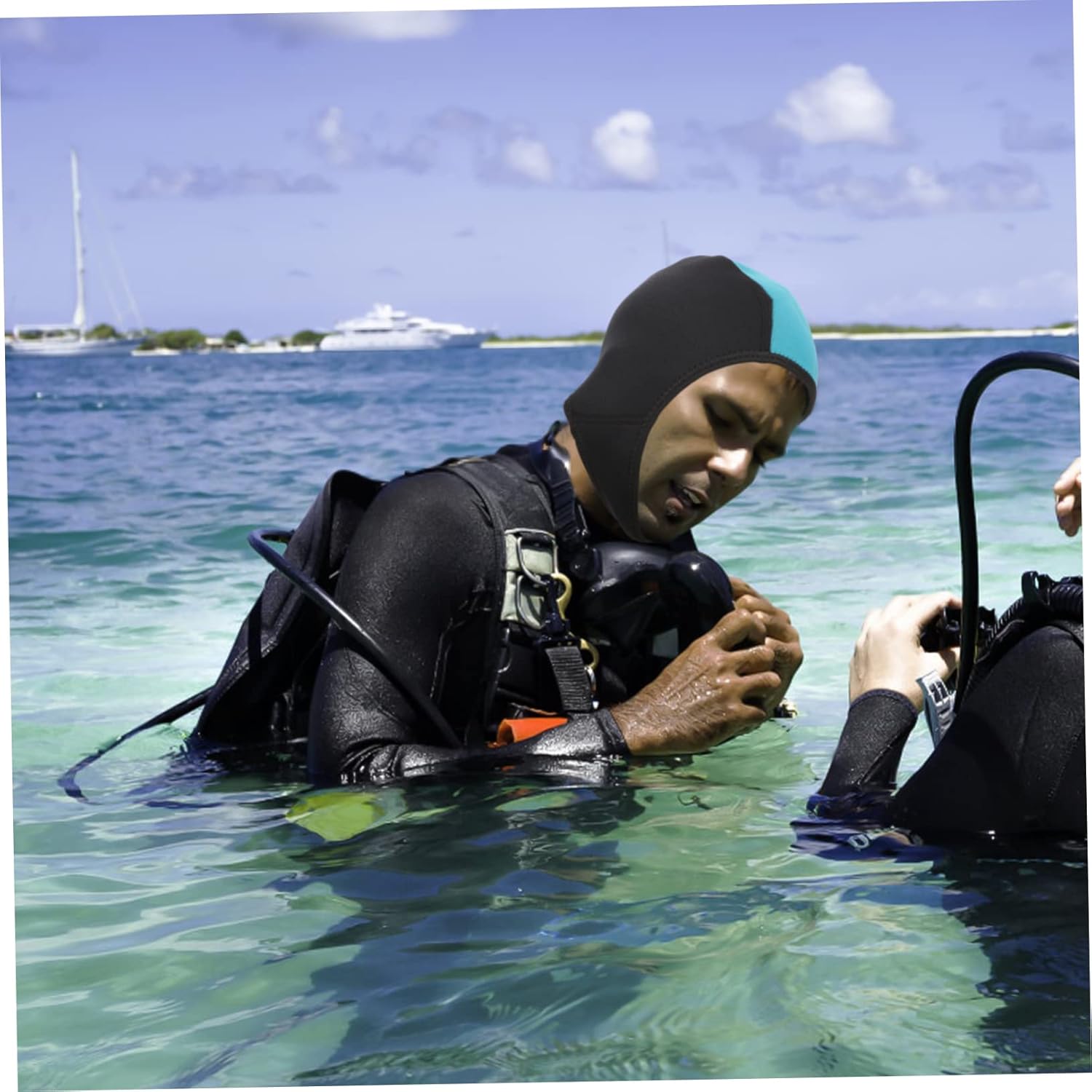 Yardwe 3pcs Outdoor Diving Swimming Hat Elastic Bathing Cap for Men Women Comfortable Fit for Swimming Surfing and Sun Underwater Diving Cover