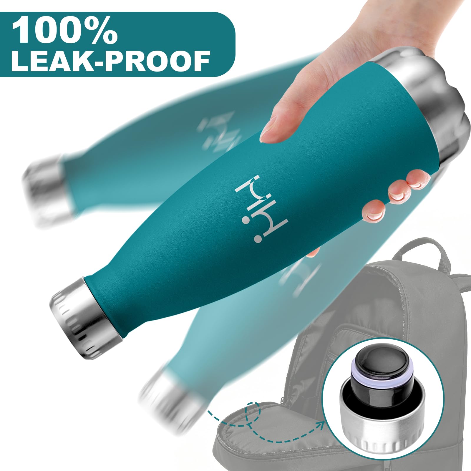 Borraccia Termica, Borraccia 750 ml, Senza BPA, Borraccie Acciaio Inox, Senza Perdite, Borracce Termiche, Isolato Sottovuoto, Facile da Trasportare, per Scuole, Campeggio, Ufficio, Pilates