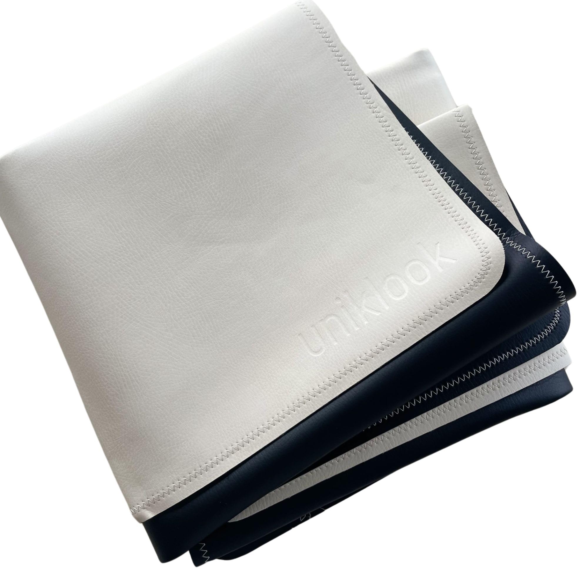 Uniklook Vegan Leather Reversible Multipurpose Paly mat Kids Infant Picnic Blanket - Waterproof Baby Splat mat for High Chair Sand Proof Beach Blanket Indoor Outdoor (Cream, Black)