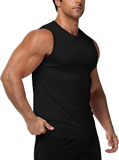 Men's Sleeveless Shirts Quick Dry Tank Tops UPF 50+ Workout Gym Muscle Shirts for Swim Beach Bodybuilding