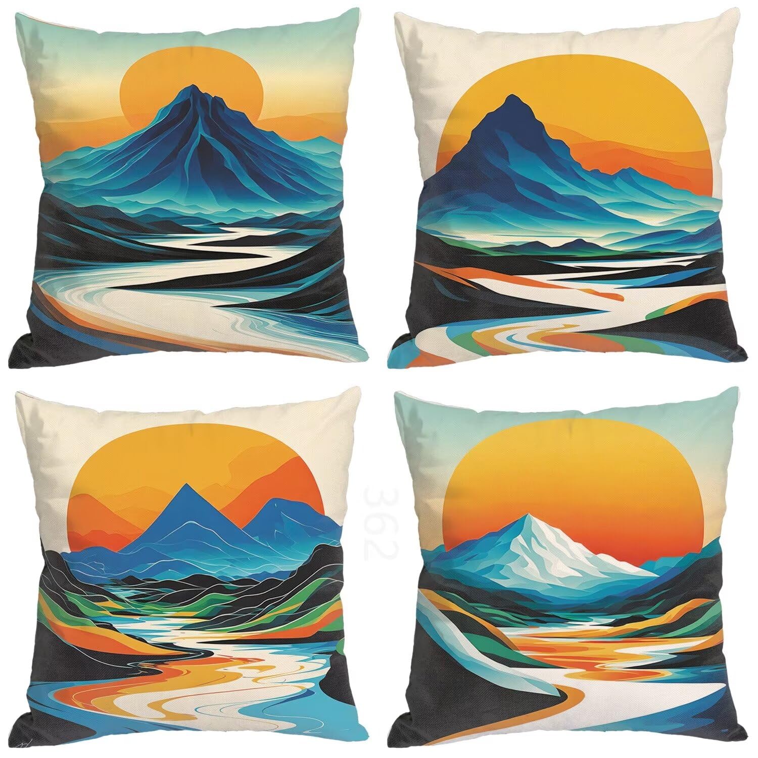 Décoratifs coussin soleil et taie d'oreiller imperméable motif abstrait W9-362