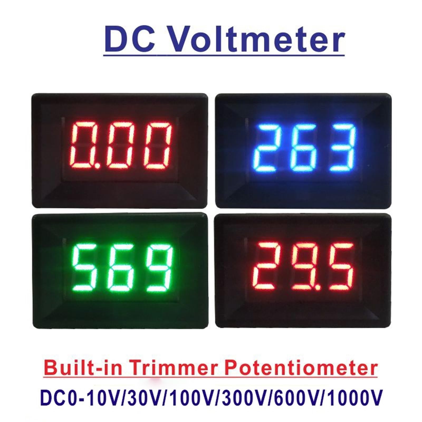 YB21 Voltmetro DC DC 0-10V 0-30V 0-100V 0-300V 0-600V Mini misuratore di tensione a 3 fili 0.36 ''Digital LED Volt Tester di pannello Volt Tester 1 pz(Color:White cover-Green,Size:DC0-10V)