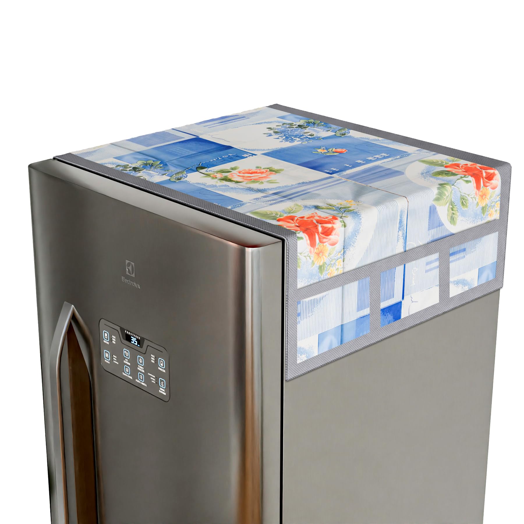 Kuber Industries Fridge Top Cover | Fridge Top Cover with Pockets | Refrigerator Cover for Kitchen | Reversable Fridge Top Cover with 6 Utility Pockets | Flower Check Fridge Cover | Blue (B0CLGPQWW7) Amazon Price History, Amazon Price Tracker