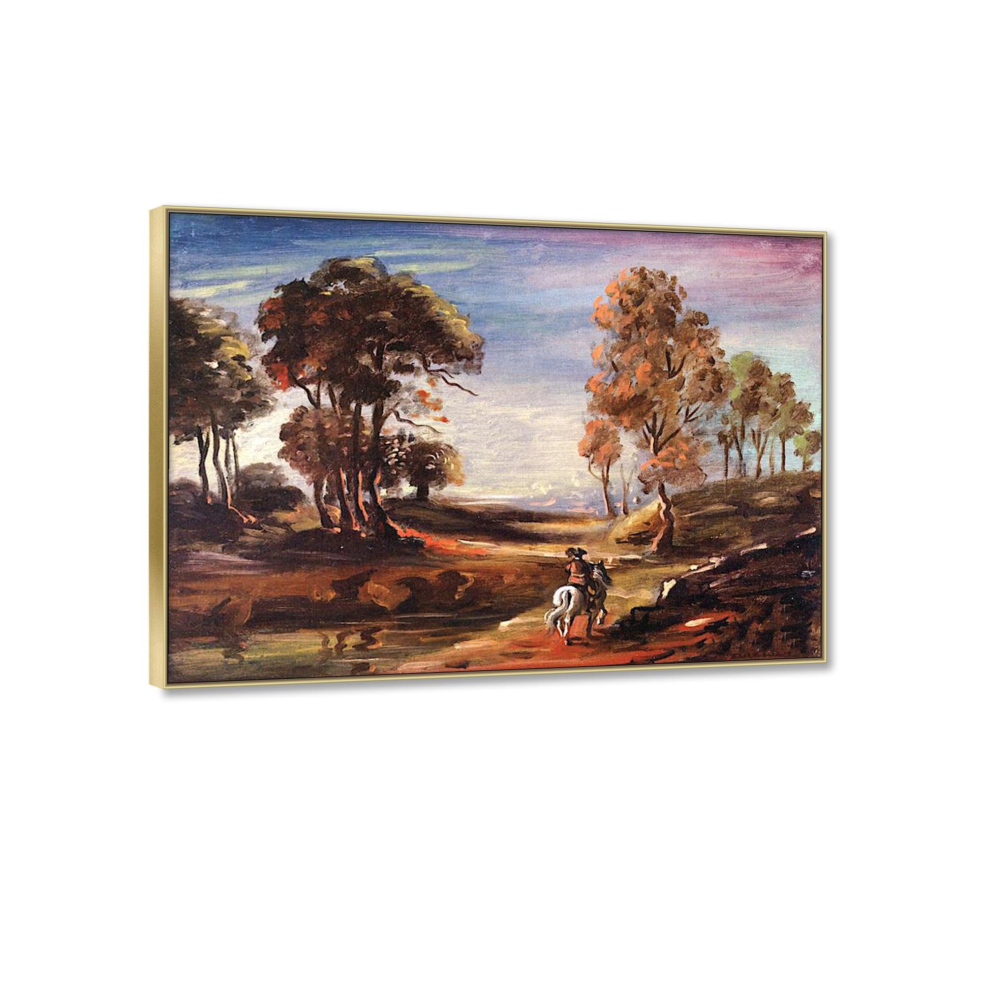 Giorgio de Chirico druk artystyczny słynne obrazy reprodukcja na płótnie - plakat i wydruki "The Evening Return" - surrealizm płótno, sztuka ścienna, krajobraz, nowoczesna dekoracja domu, 30 x 42 cm,