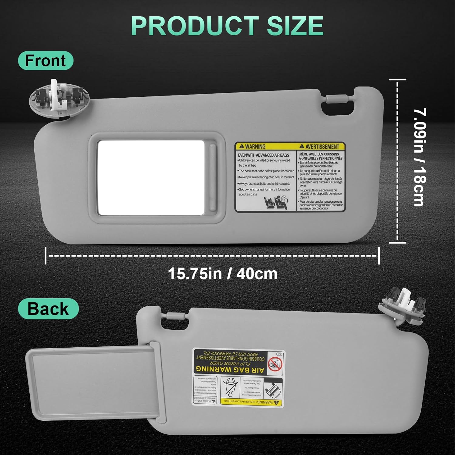 ItranMc Sun Visor Driver Side for 2006-2013 Toyota RAV4, Gray, Left Side Car Visor with Light Mirror,Replacement#74320-42501-B2 74320-42500-B0