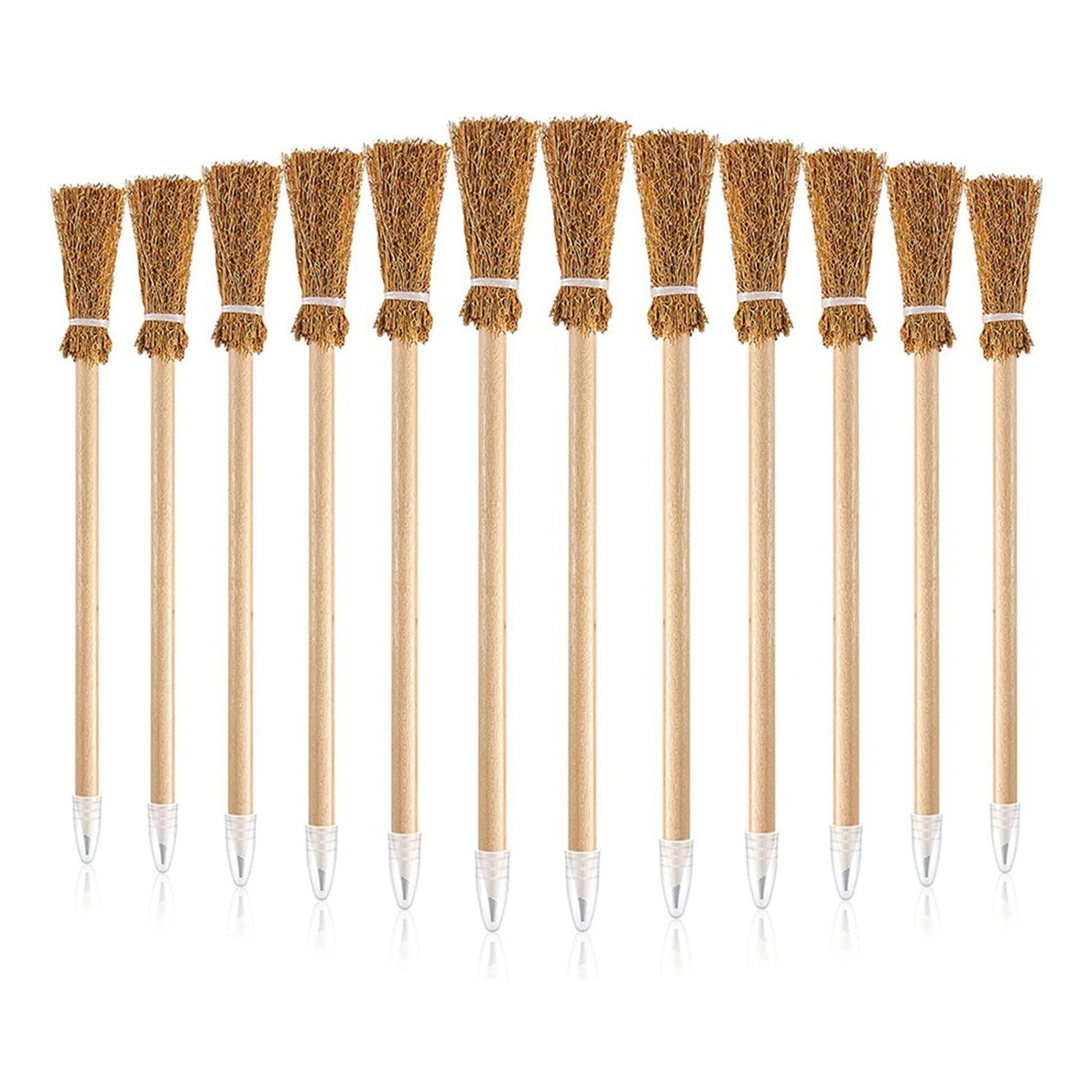 CTRLZS 12 Pcs Witch Broom Pencils for Halloween Broomstick Ballpoint Pencils Halloween Party Favors Witch Broom Prop Writing