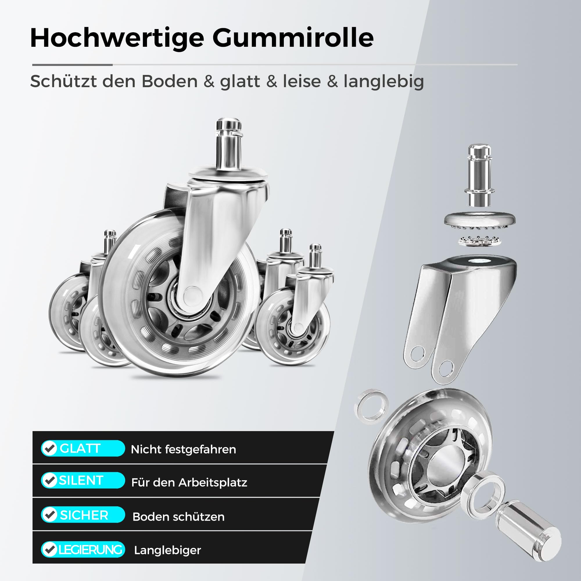 BEWISHOME Rollhocker mit Rollen,Verstellbarer Hocker für hohe Belastungen bis 200 kg,360° Drehhocker Hocker für Salon,Spa PU-Sitzpolsterung (schwarz) EBYD01B