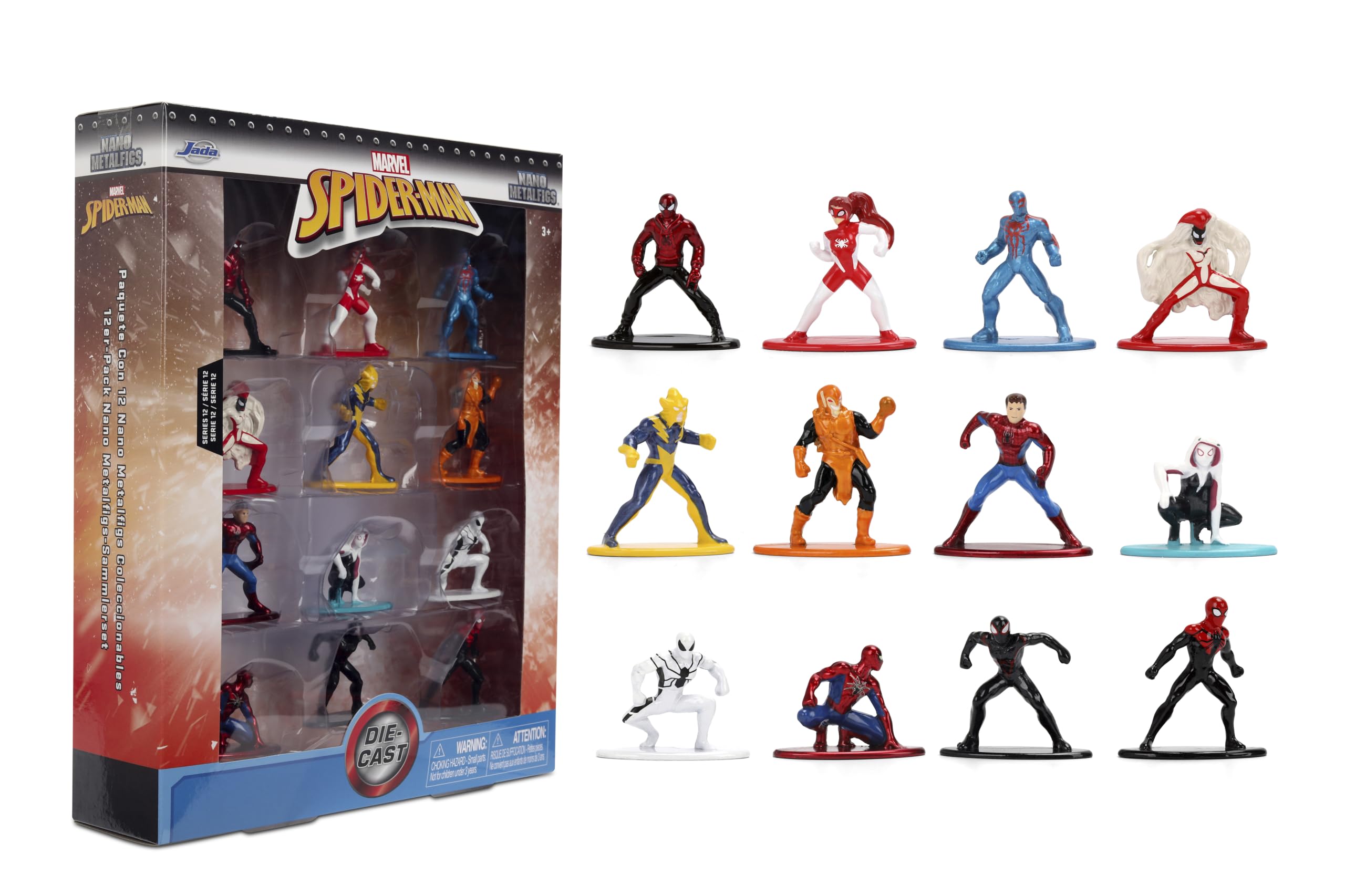 Marvel Spider-Man Nano Metalfigs 12-Pack – Series 12 Toys | 1.65” Die-Cast Collectible Fi…