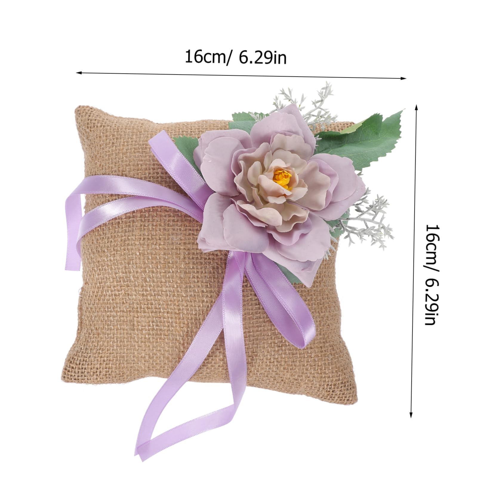 PRETYZOOM Vintage Rustic Flower Ring Pillow for Weddings Decorative Ring Cushion Bridal Shower Present Elegant Wedding Supplies for Ceremony and Engagement