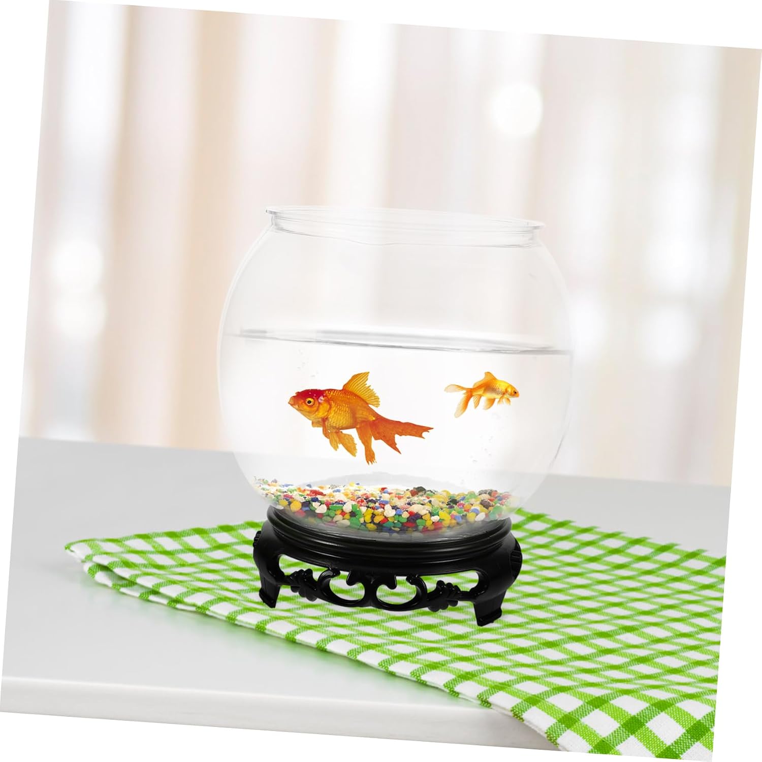 VOSAREA 1set Transparent Fish Bowl Aquarium with Stand Delicate Design for for Desk Decoration Plastic Material