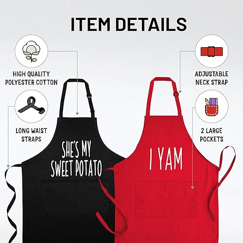 Miniatura 5 de Divertidos delantales para parejas, ideas de regalo para él, boda, compromiso, novia, cumpleaños juego de cocina