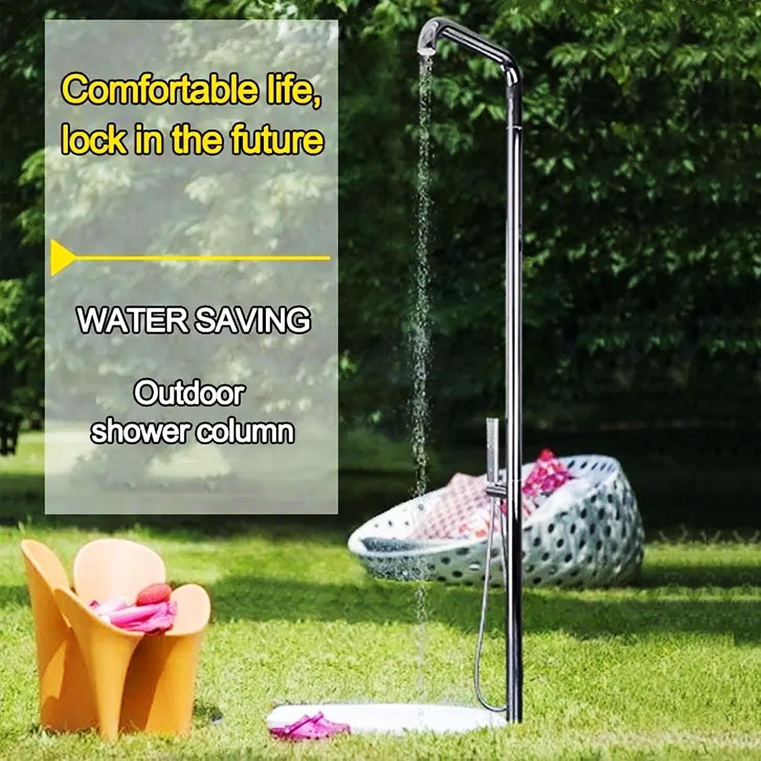 YAOJIA duchas Piscinas Exterior Ducha Solar Al Aire Libre con Ducha De Lluvia Y Cabezal De Ducha De Mano, 220 Cm De Altura, Sistemas De Molduras De Bañera Y Ducha For Patio Trasero, Playa, SPA