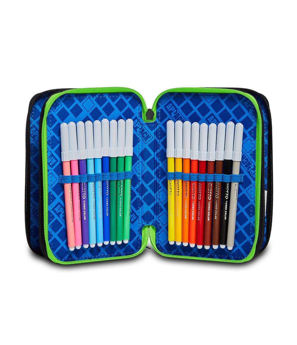 Appack 3 Zip Case, Black, Complete with Pencils, Markers Etc.., School and Leisure - Image 3