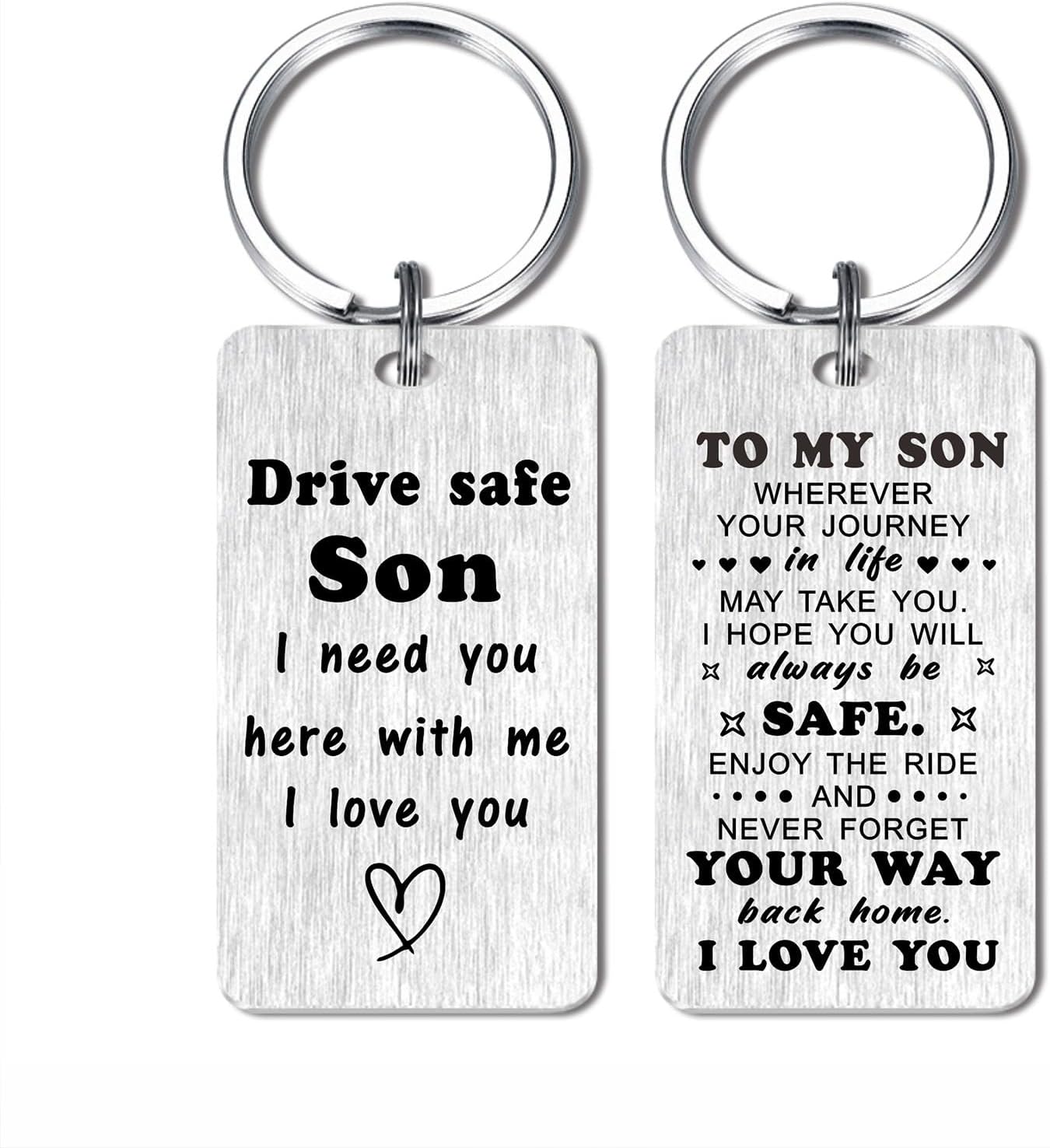 Drive Safe Keychain Gifts for Son from Mom Dad, Stainless Steel Keychain