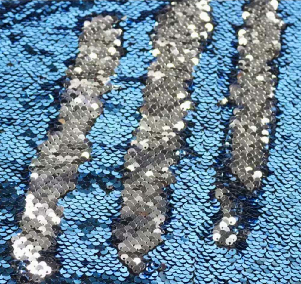 5mm Hign Density Sensory Wall Paillettes Flip Fabric per bambini, tessuto di paillettes reversibile dal cantiere Paillettes Sensory Graffiti Fabric per i più piccoli (2 yd, Da blu a argento)