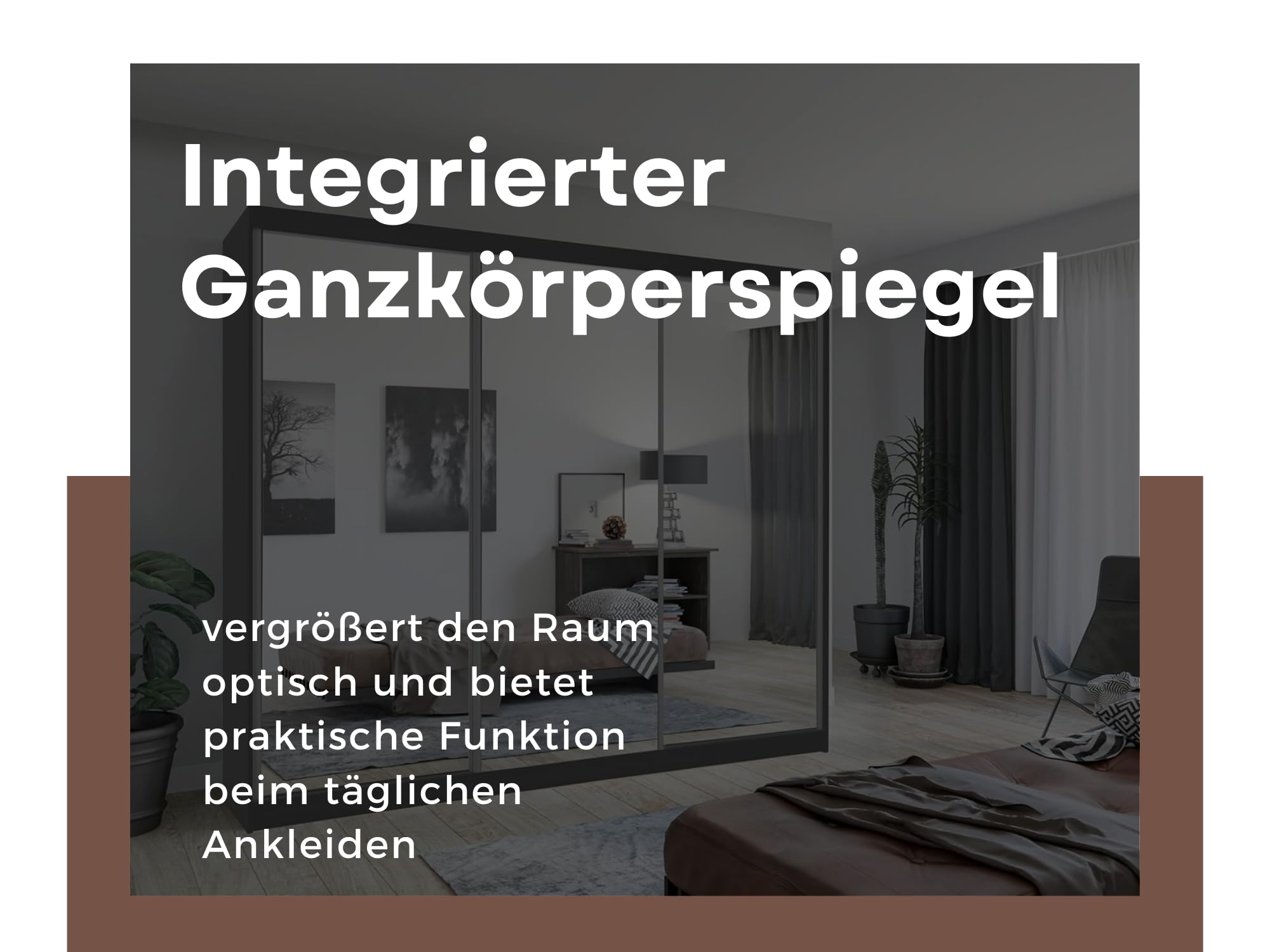 LUX Weiß Schiebetürenschrank Kleiderschrank 250x216x62 cm mit Spiegel - Schlafzimmermöbel, Aufbewahrung – Mehrzweckschrank mit 2 Kleiderstangen und 3 Schubladen