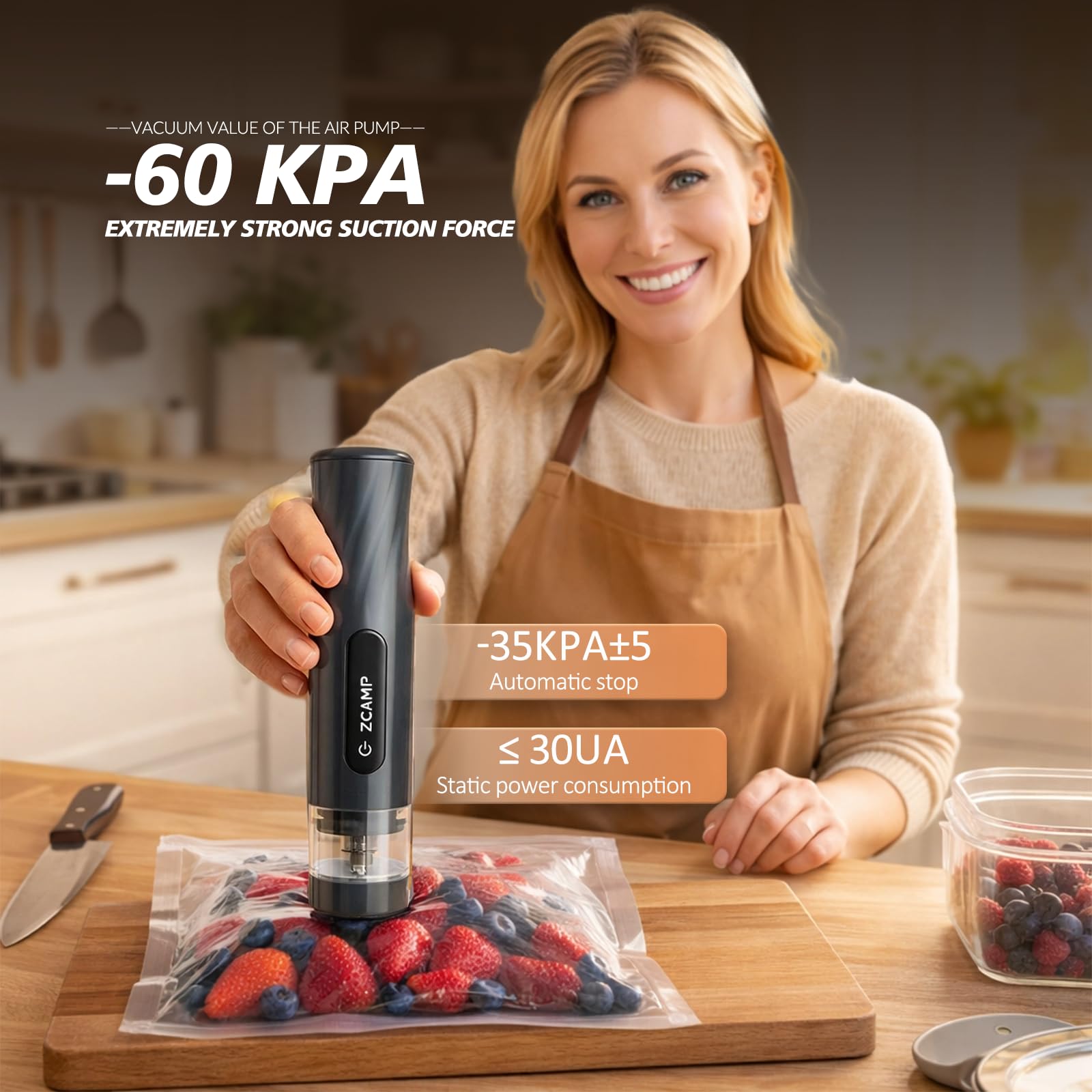 Machine à emballer sous vide portable sans fil avec 10 sacs réutilisables, rechargeable de type C pour viande, fromage, légumes, fruits, restes de fruits, arrêt automatique compact