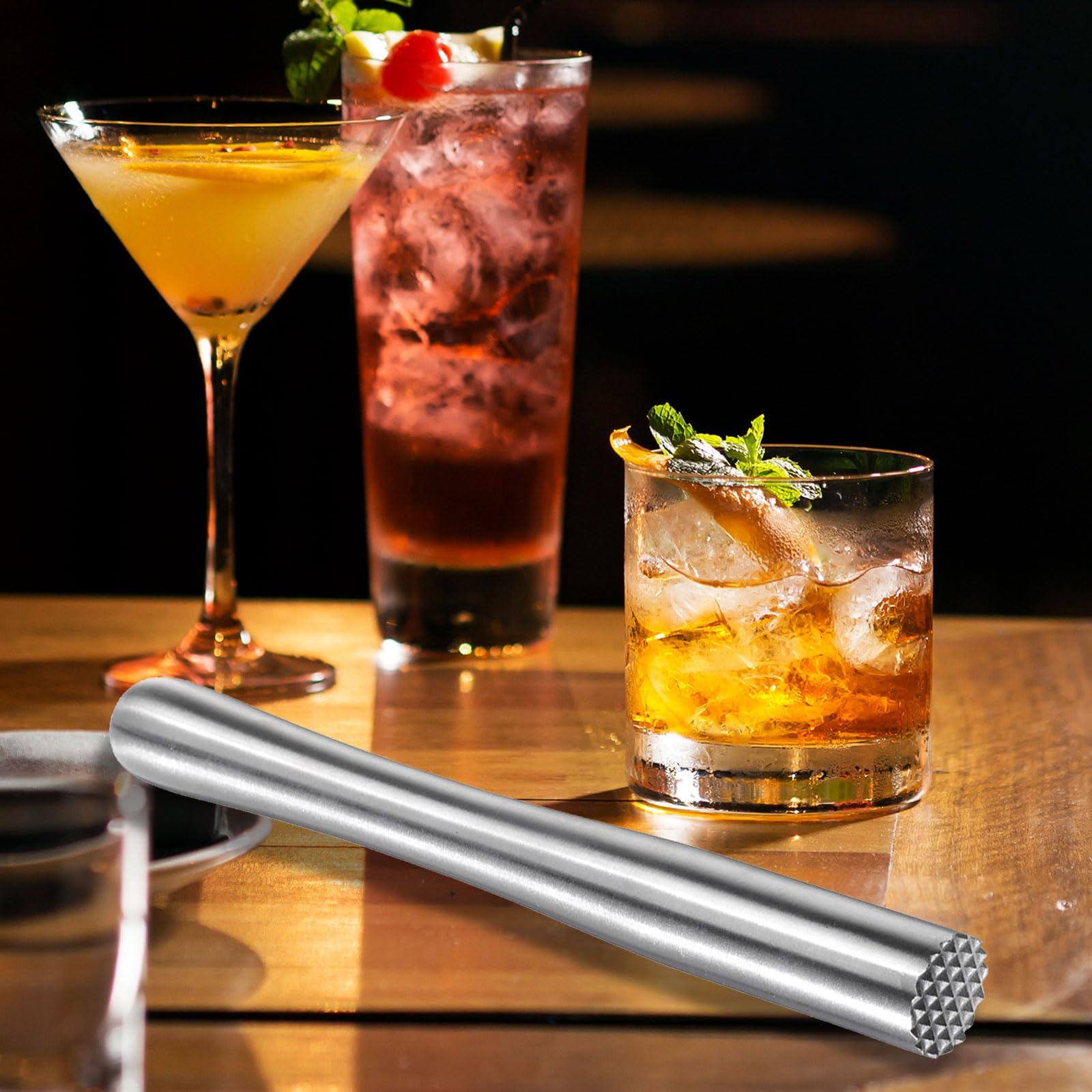 Pestello da cocktail, pestello Caipirinha per cocktail, pestello, muddler per schiacciare lime, utilizzato per fare cocktail, mojitos, succhi di frutta (22,5 cm)