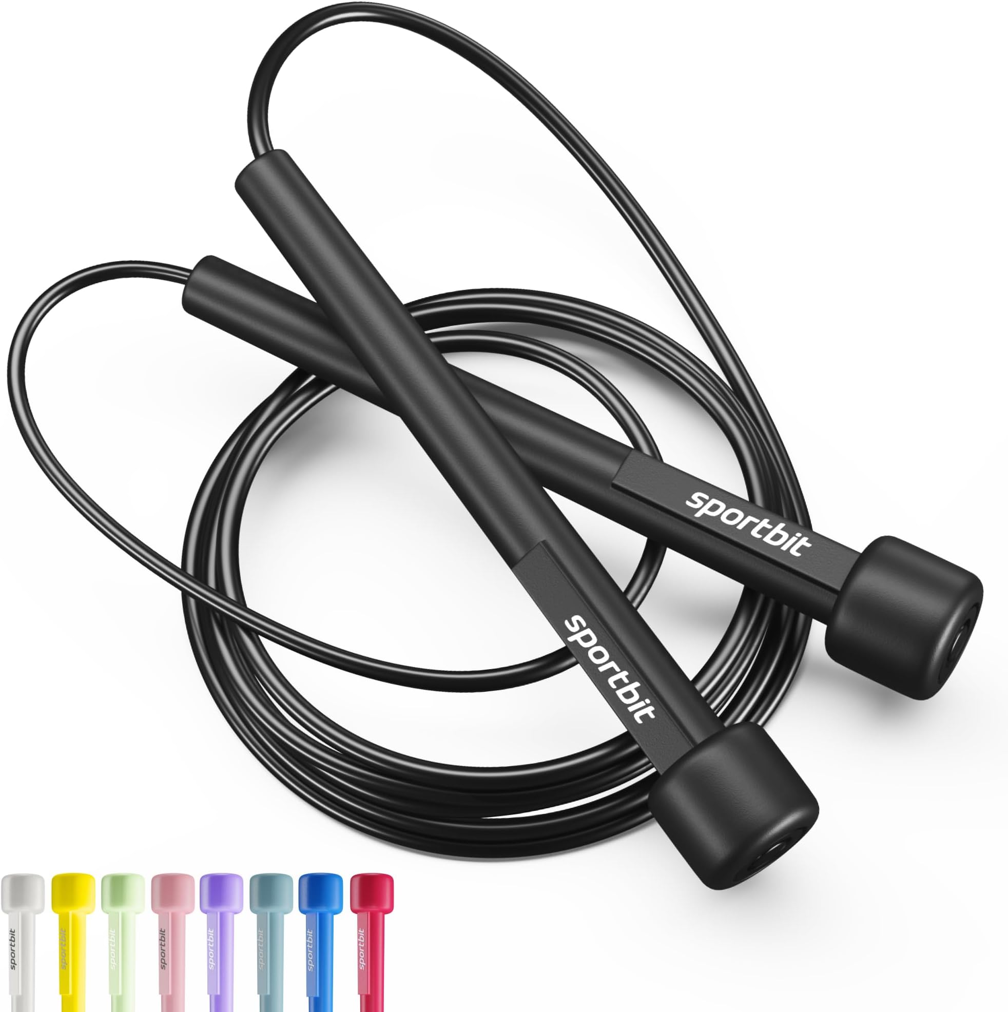 SPORTBIT Adjustable Jump Rope for Fitness and Exercise โ Skipping Rope for Cardio, Boxing, and Weight Loss โ Speed Rope perfect for Men & Women